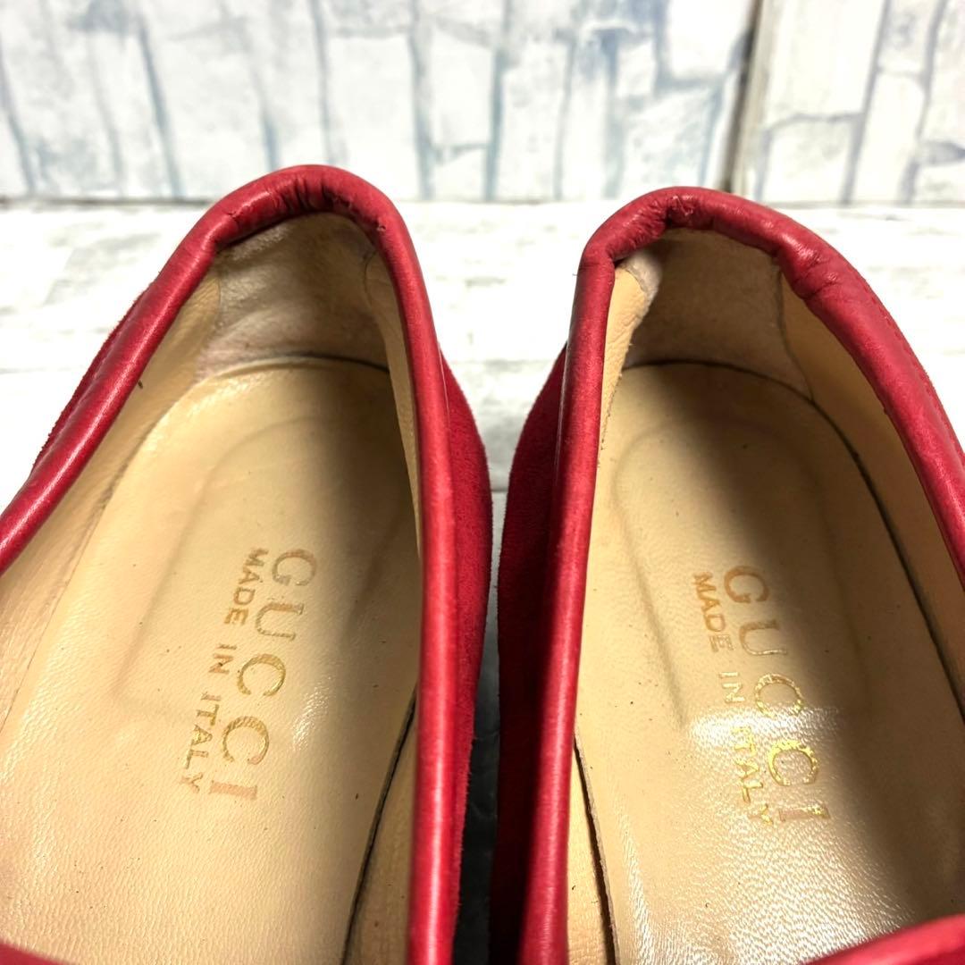 GUCCI グッチ　ホースビット　ビットローファー　スエード　赤