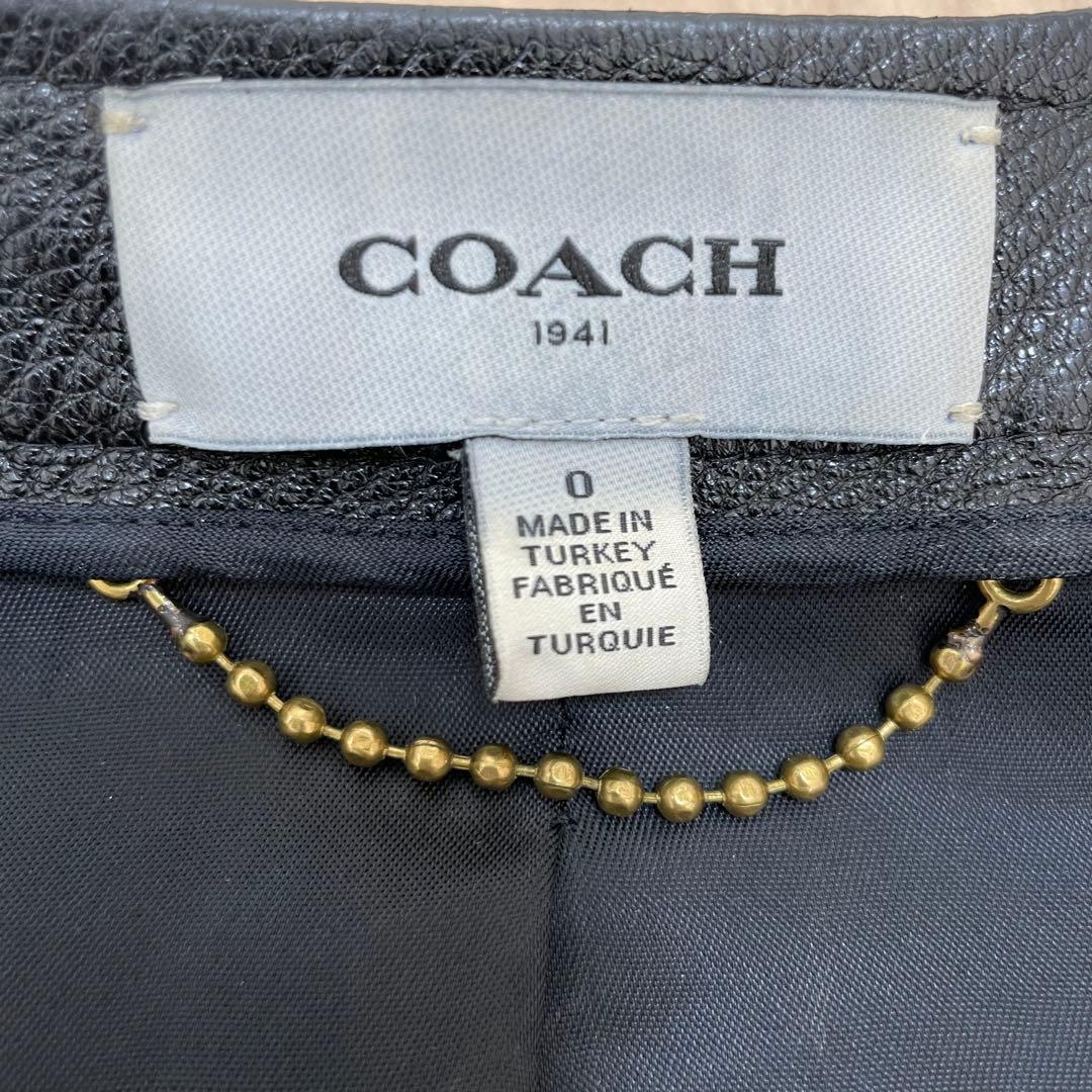 COACH ノーカラー レザージャケット 0(S相当) ブラック