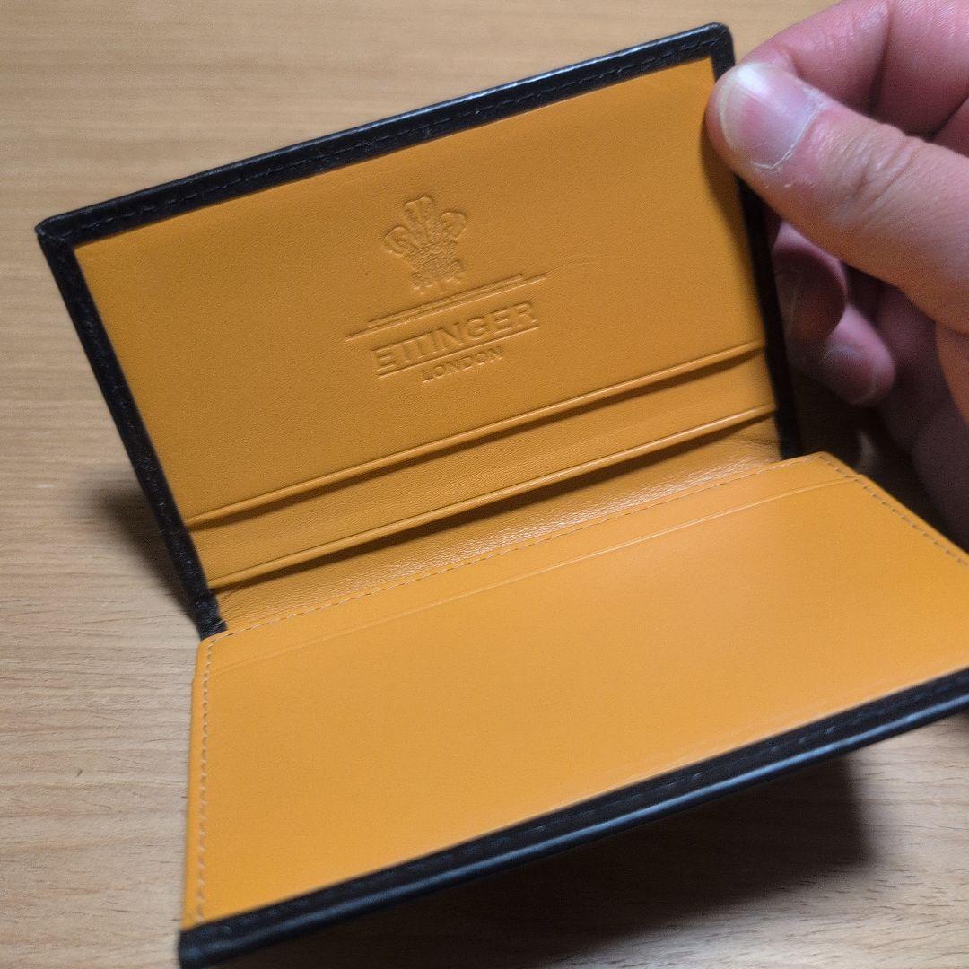 ETTINGER 名刺入れ ネイビー/イエロー ロイヤルコレクション