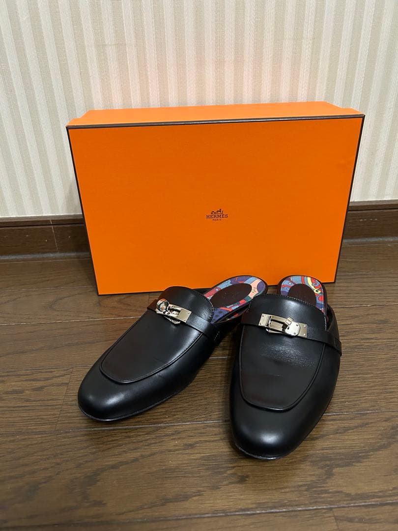 HERMES オズ　ブラック ミュール　シルバー金具　ケリー金具