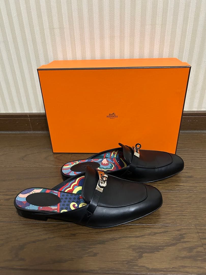 HERMES オズ　ブラック ミュール　シルバー金具　ケリー金具