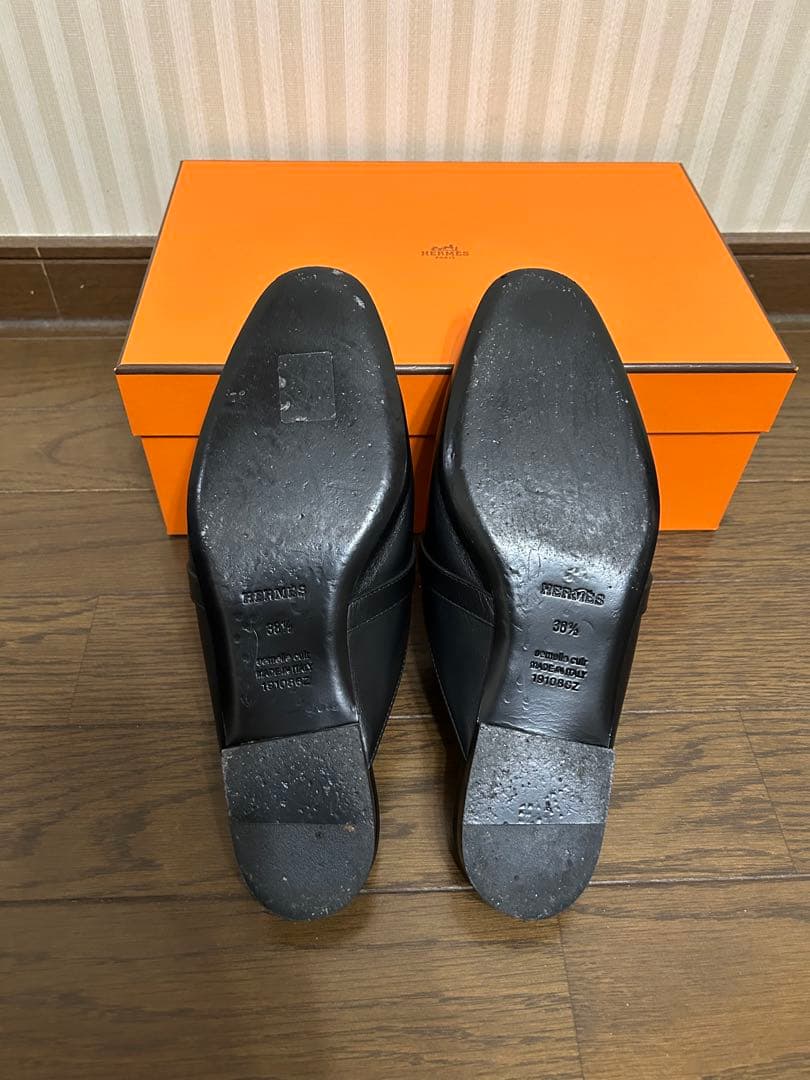 HERMES オズ　ブラック ミュール　シルバー金具　ケリー金具