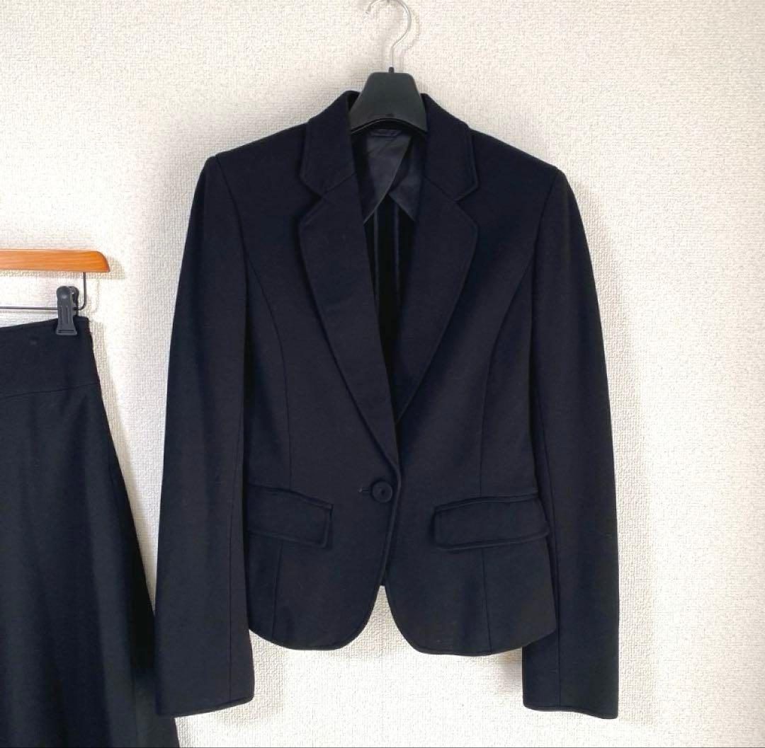 スーツカンパニー スカートスーツ 38 W70 ストレッチ 黒 ブラック DMW