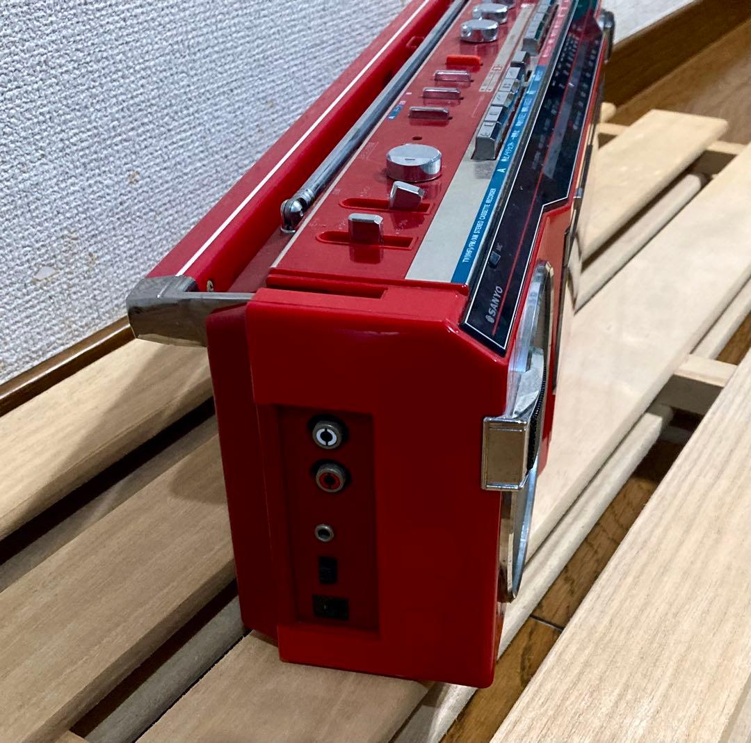 サンヨー『テレコ』ダブルカセット 赤 動作確認済 MR-ＷＵ４MKⅡ 昭和レトロ