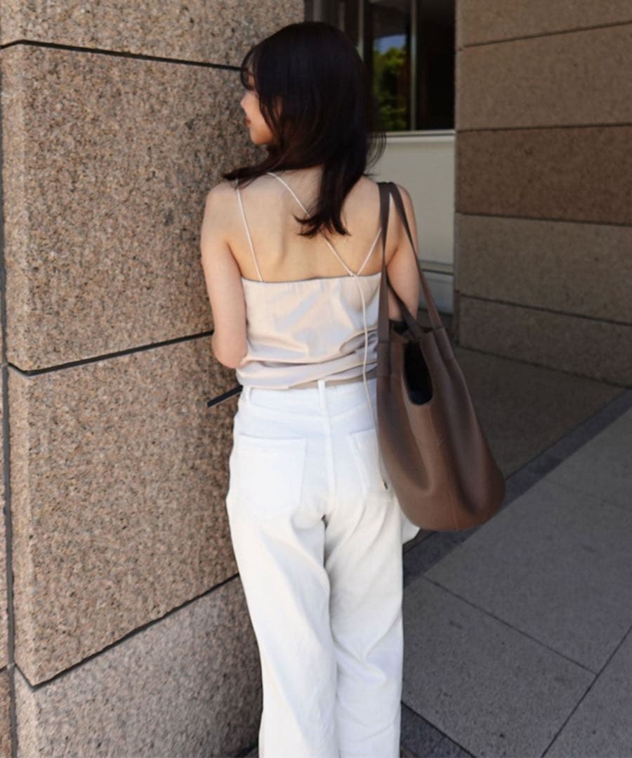 Aimeine カップインドレープサテンキャミソール エイメン