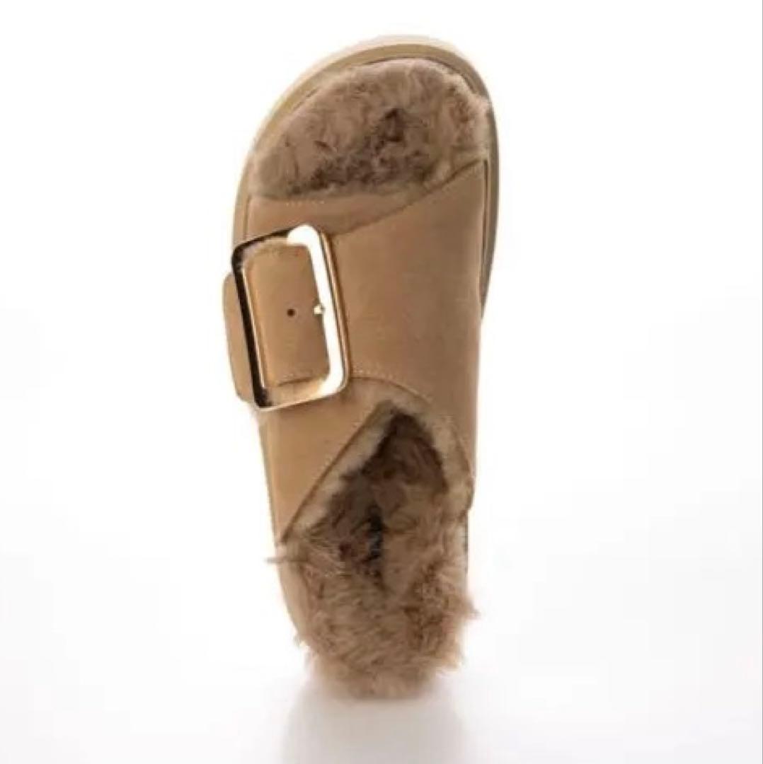 【美品】MOHI ムートンサンダル　ベージュ　37