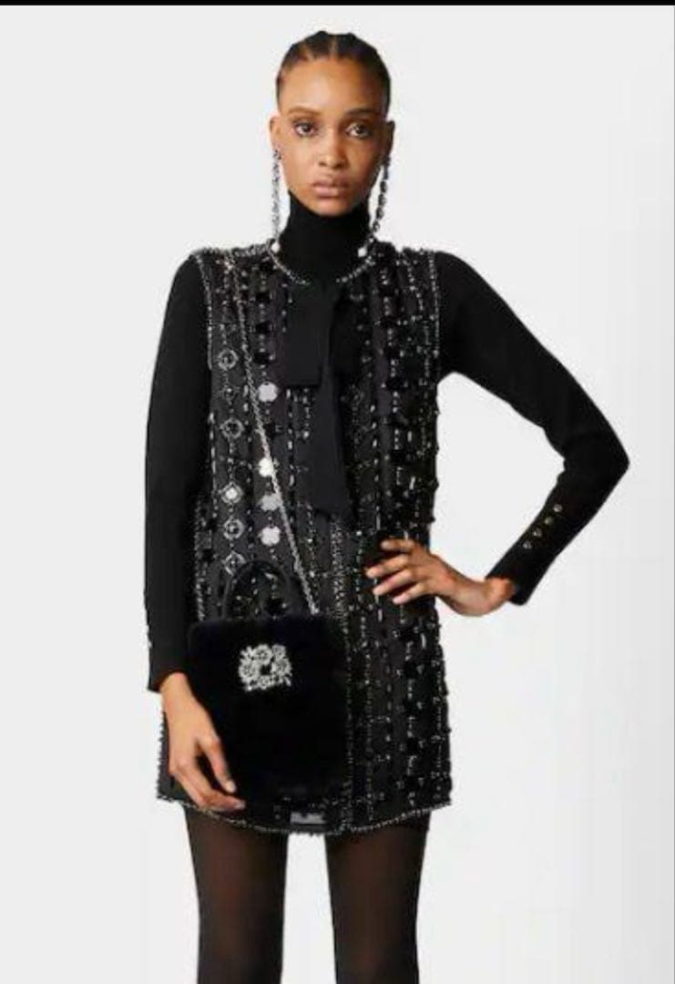 Roger Vivierドラペポケットブーケストラスダークバックルバッグマイクロ