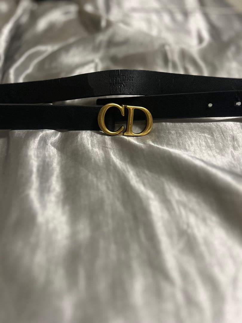 Dior ブラックレザーベルト CDロゴ