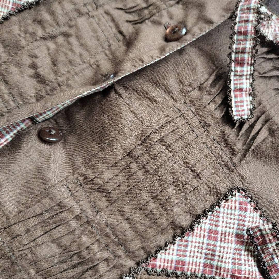 美品オータムチェリーとうさぎプリント×ローンチュニックブラウスブラウン 2021