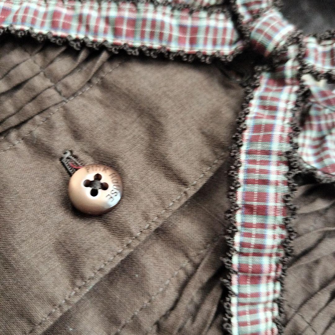 美品オータムチェリーとうさぎプリント×ローンチュニックブラウスブラウン 2021