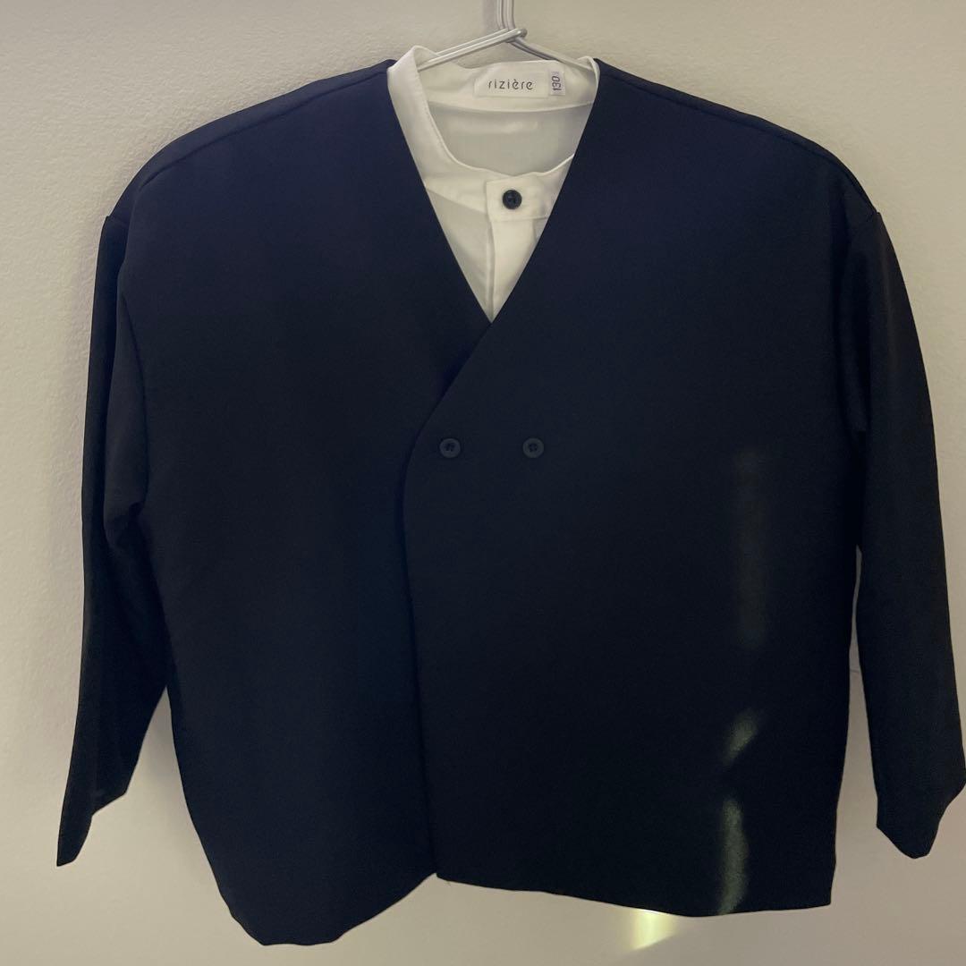 riziere ブラック スーツセット、シャツ　130サイズ