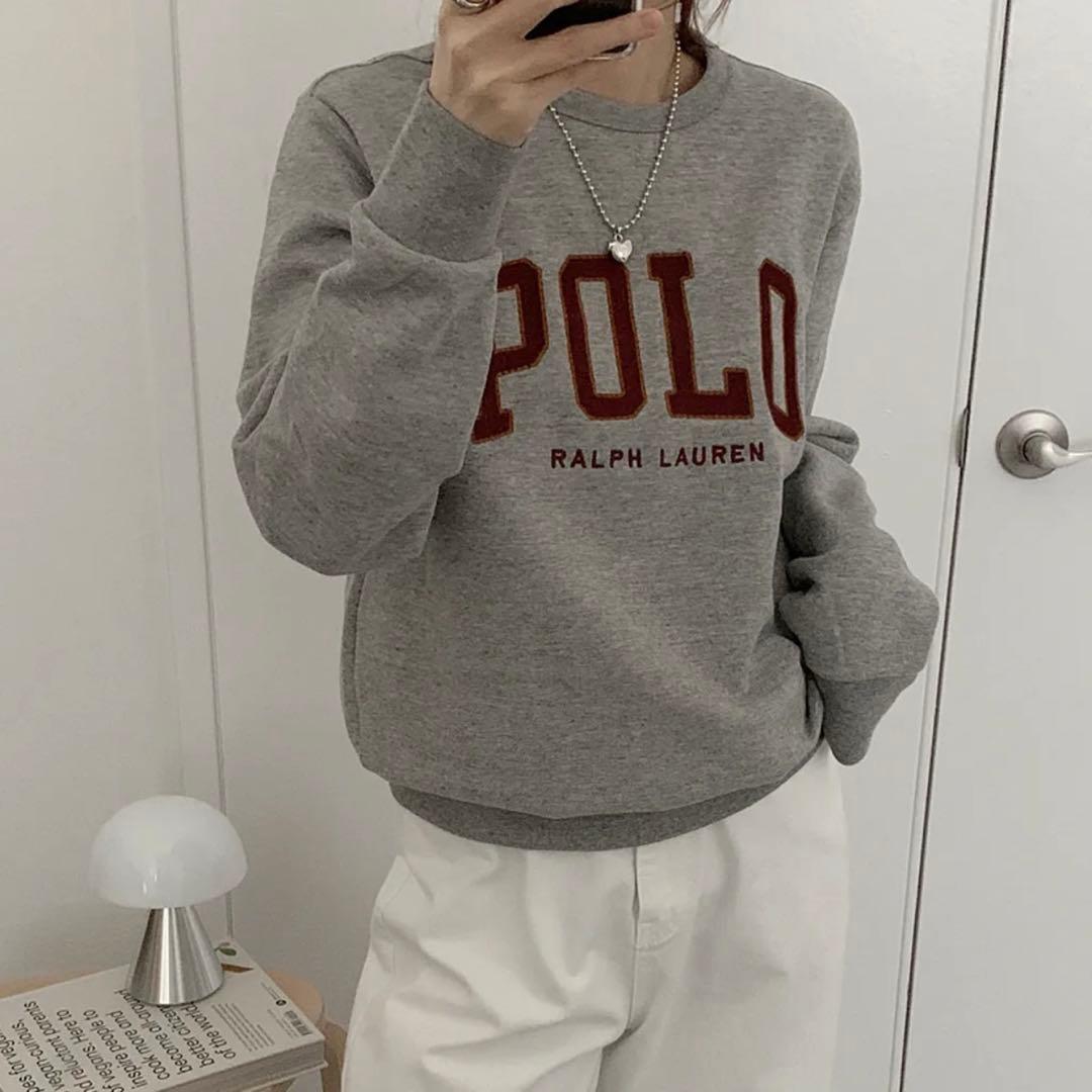 ✨️激レア✨️POLO ラルフローレン スウェット ロゴ トレーナー グレー S