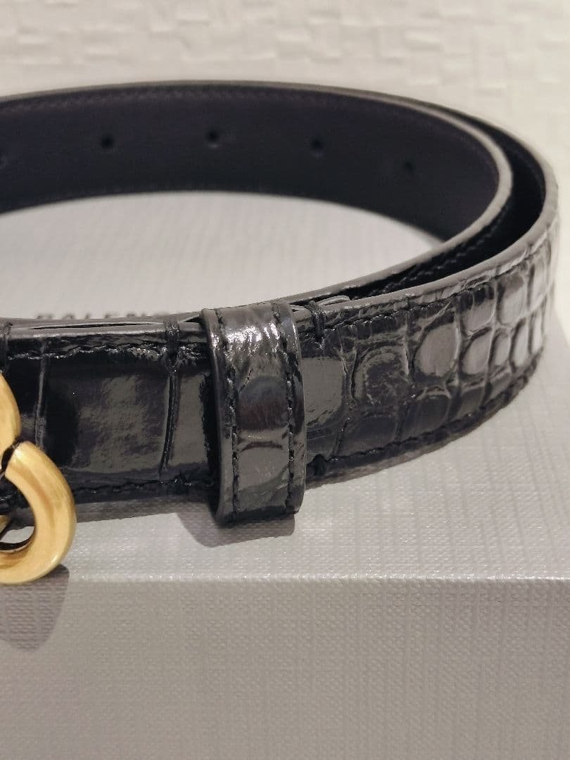 BALENCIAGA / バレンシアガ クロコ型押し ブラック BBベルト