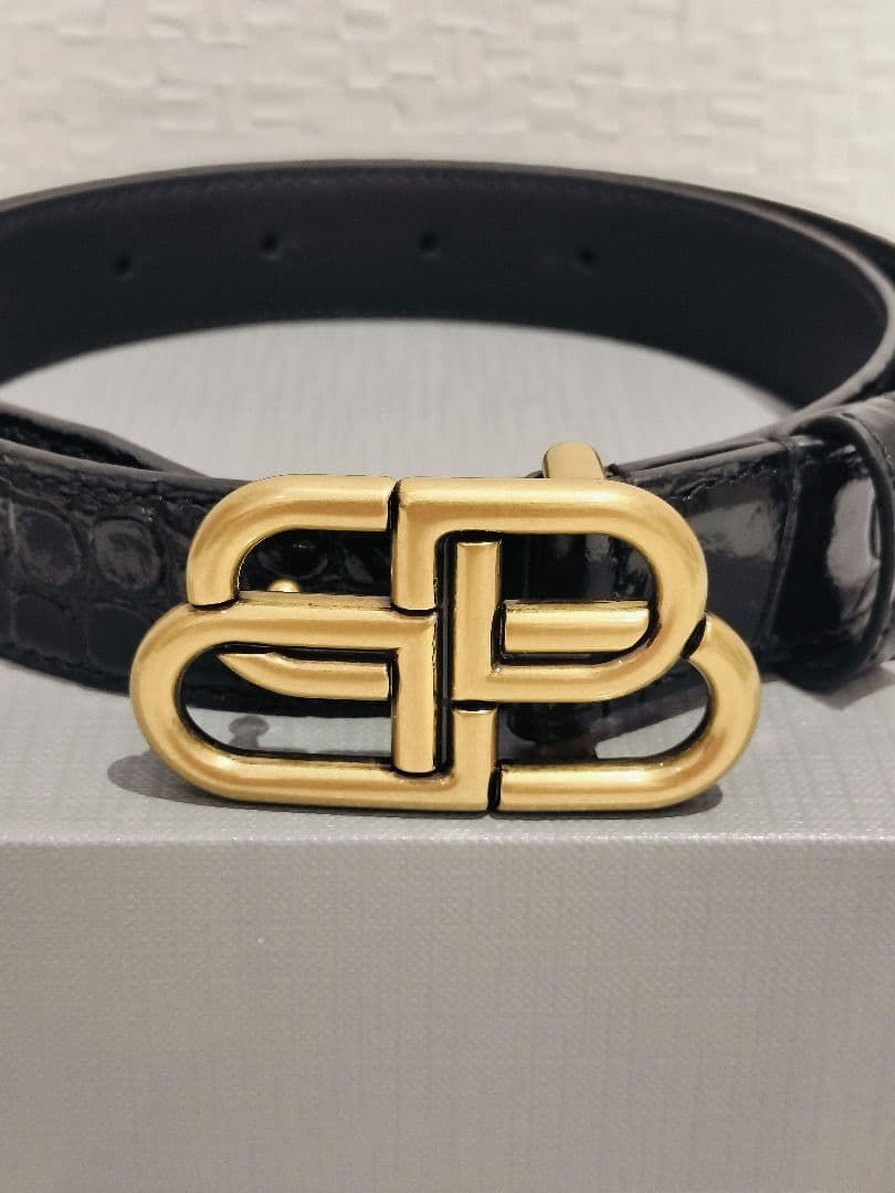 BALENCIAGA / バレンシアガ クロコ型押し ブラック BBベルト