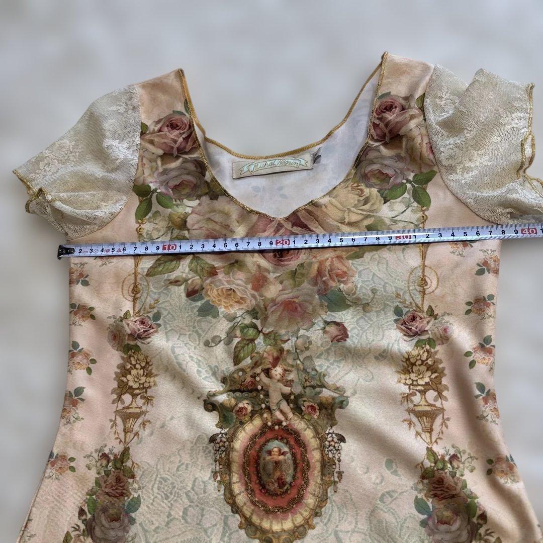 ミハエルネグリン 花柄レース付き半袖チュニック Mサイズ