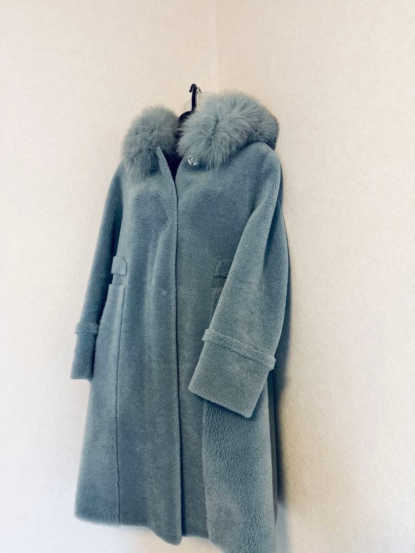 リアルファー付きムートンロングコート