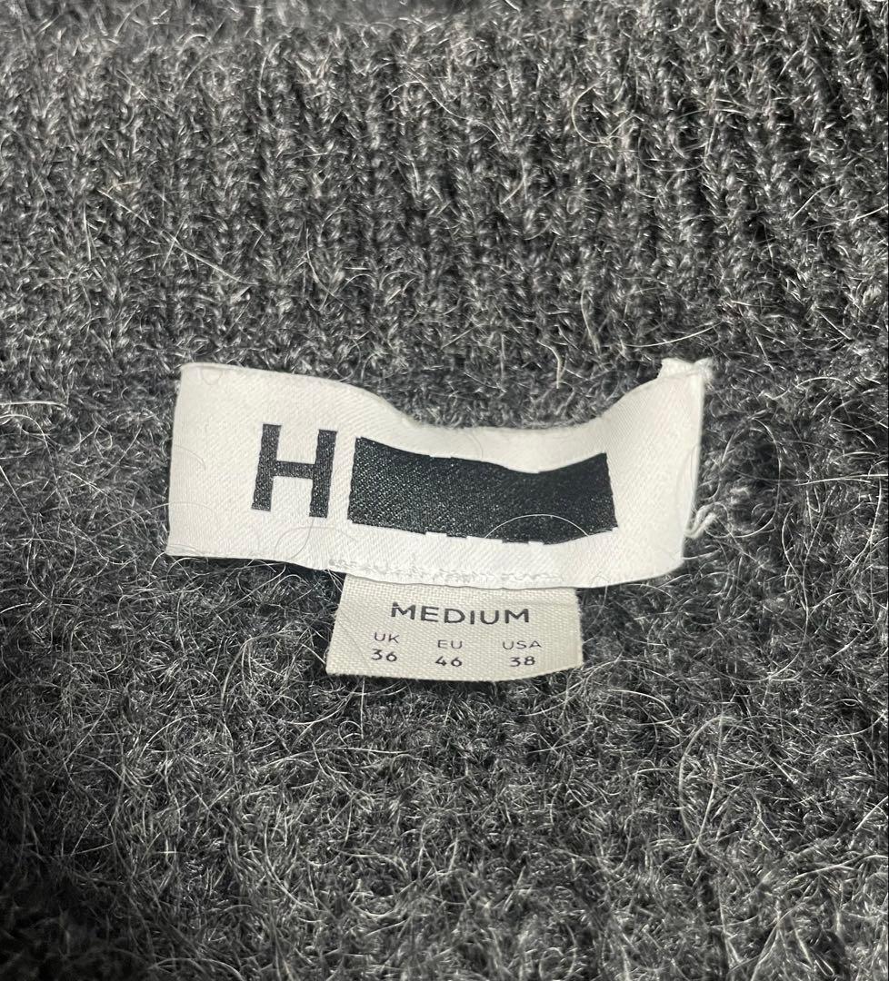 H beauty youth モヘア ニット セーター チャコール グレー M