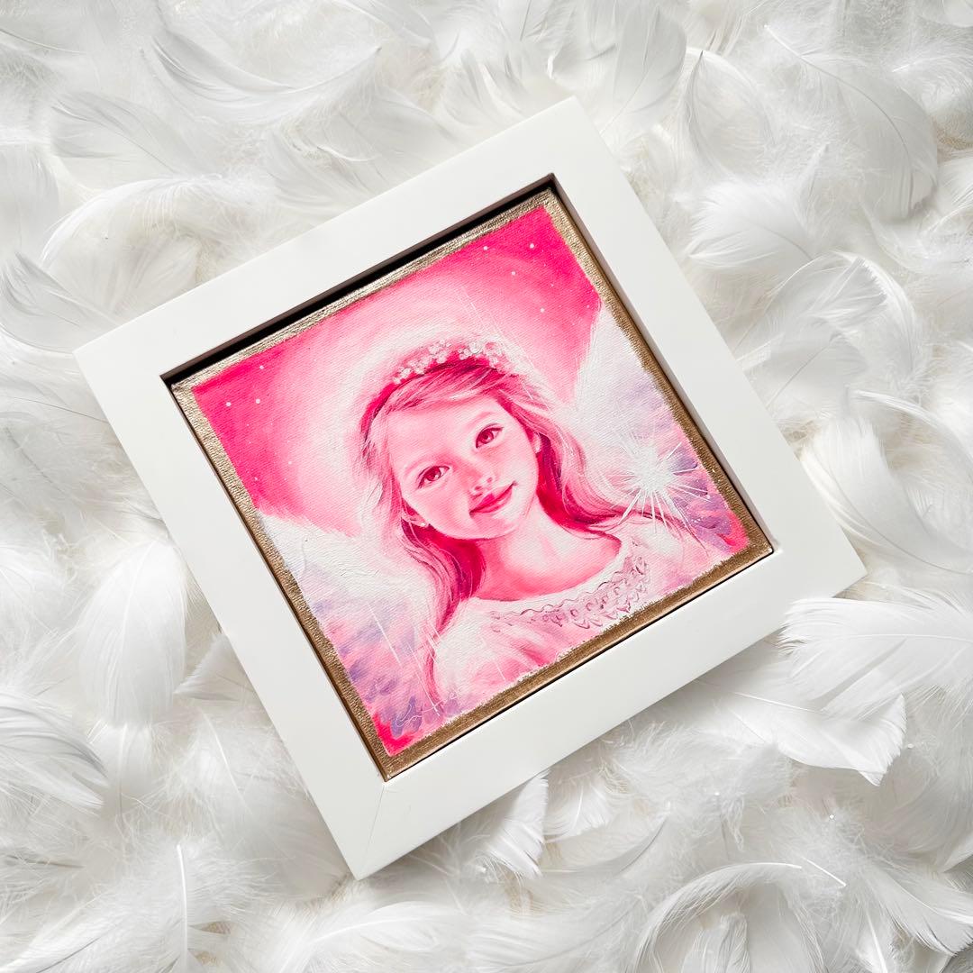 油彩・原画「Sweet angel」絵画・アート・天使・フレーム・油絵