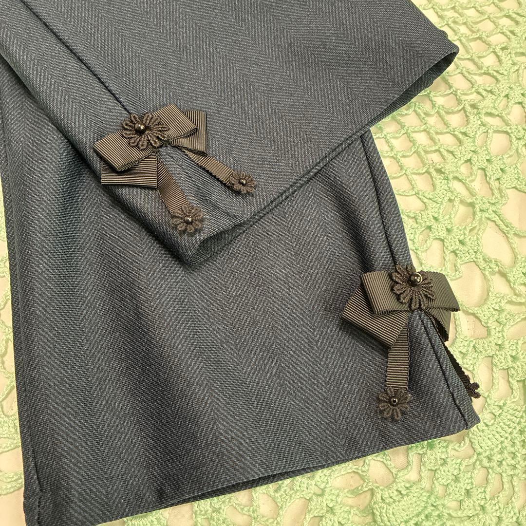 スーパービューティー☆44☆2025秋冬サイドリボン飾りの裏起毛パンツ