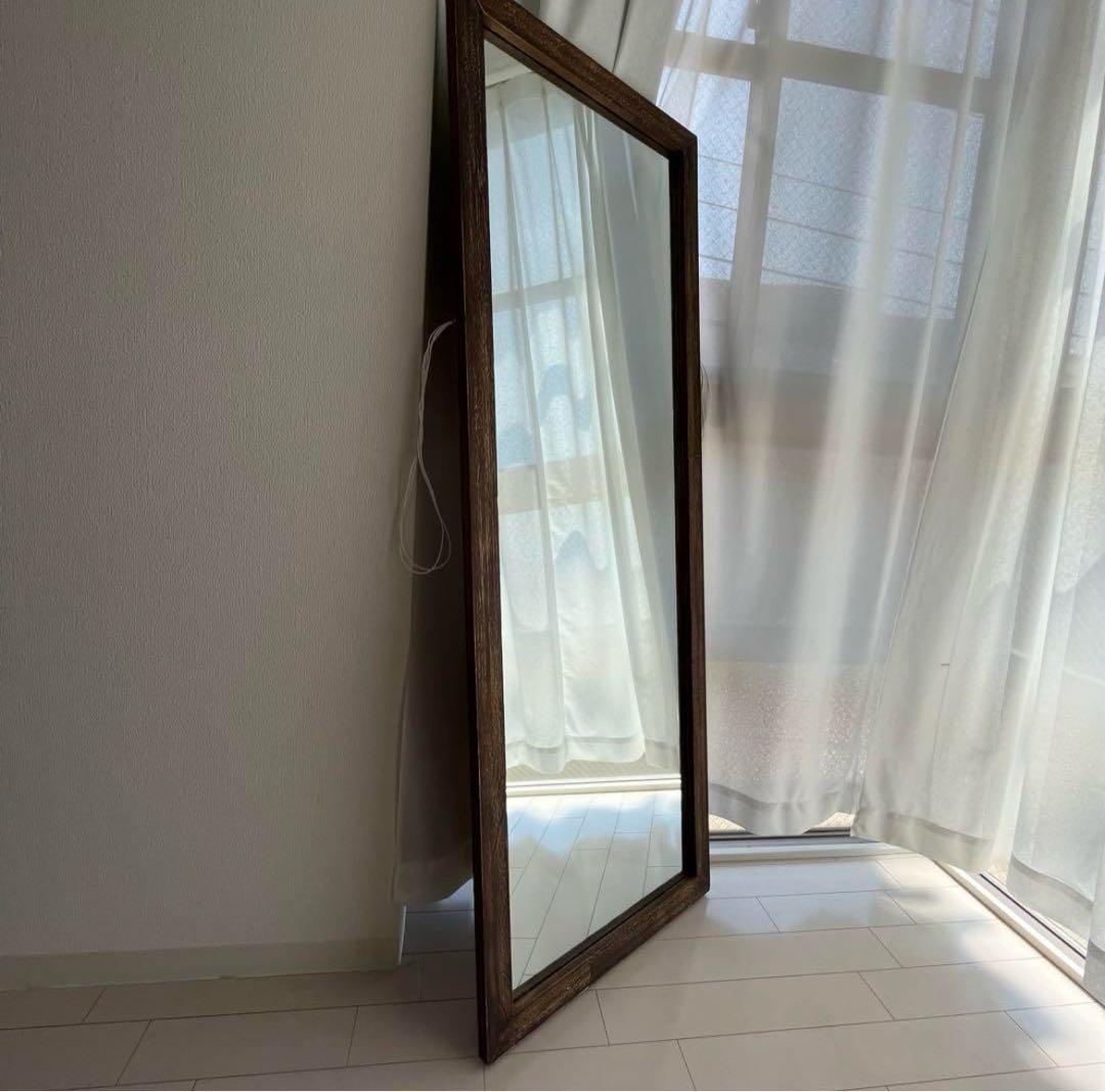 アンティーク 全身鏡 木製 スタンドミラー ダークブラウン