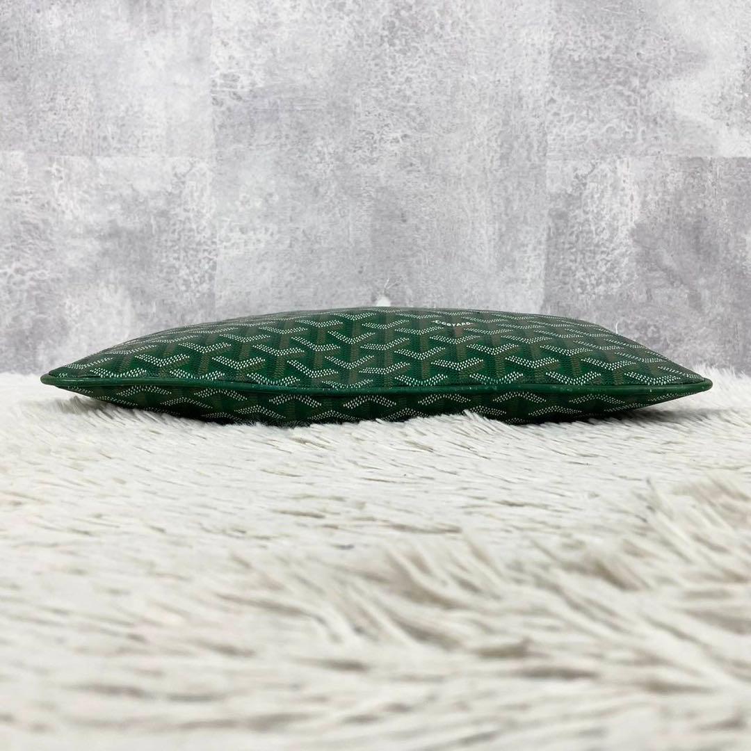 極美品 GOYARD PVC クラッチバッグ ファスナー 総柄 グリーン 緑