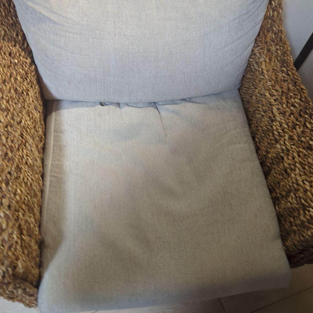 アバカ アジアン エスニック家具 1人掛けソファ ベージュクッション