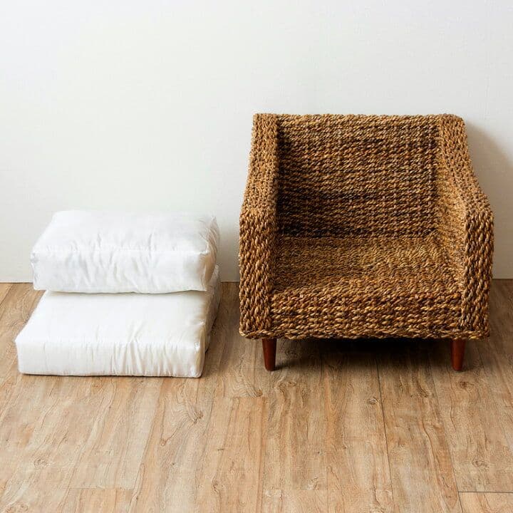 アバカ アジアン エスニック家具 1人掛けソファ ベージュクッション