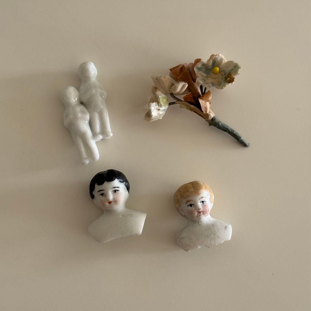 アンティーク ドイツ製 ミニチュア シャーロット&チャイナドール 頭部2.2cm
