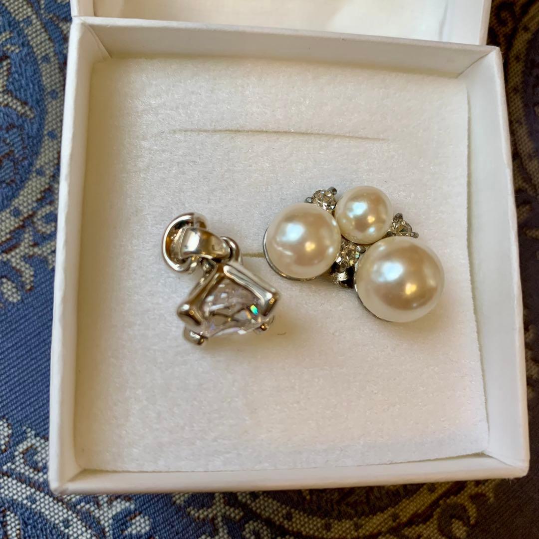 【うめ】e.m. ジルコニア　ピアス　パールブローチ　セット　箱無し