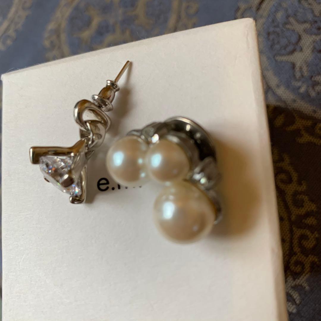 【うめ】e.m. ジルコニア　ピアス　パールブローチ　セット　箱無し