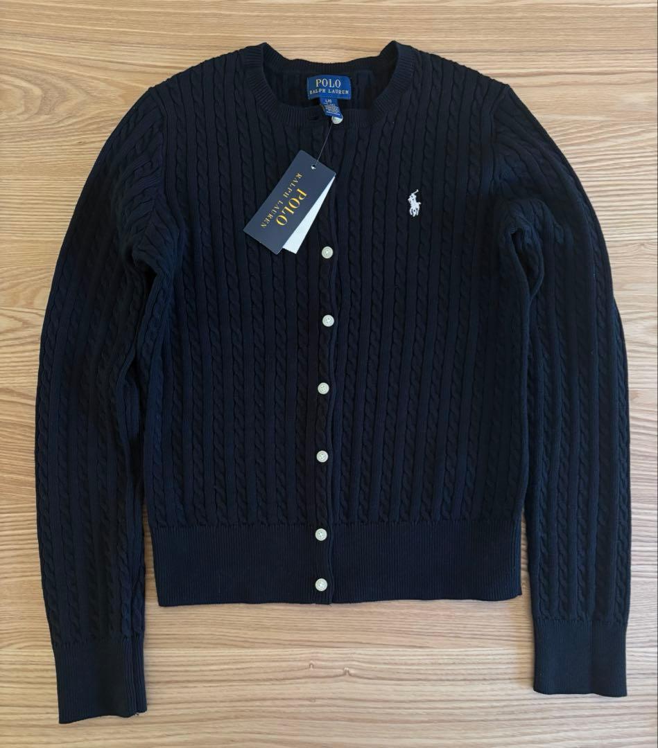 ラルフローレンRalph Laurenケーブルニットカーディガン ブラック S
