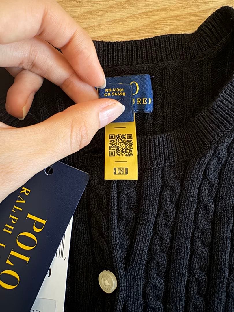 ラルフローレンRalph Laurenケーブルニットカーディガン ブラック S