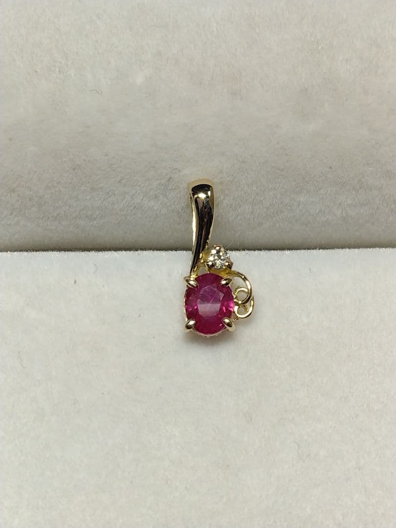 特別サービス品◆k18天然ルビー、ダイヤモンドつきペンダントトップ
