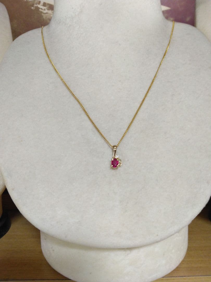 特別サービス品◆k18天然ルビー、ダイヤモンドつきペンダントトップ