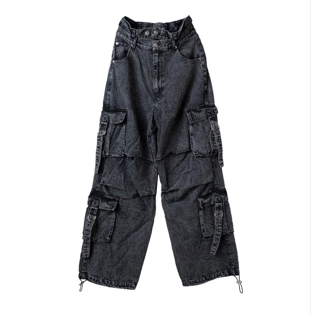 まあたそ　BEFTEY ぽけふぉーギャルワーカーパンツ　カーゴパンツ　デニム　黒