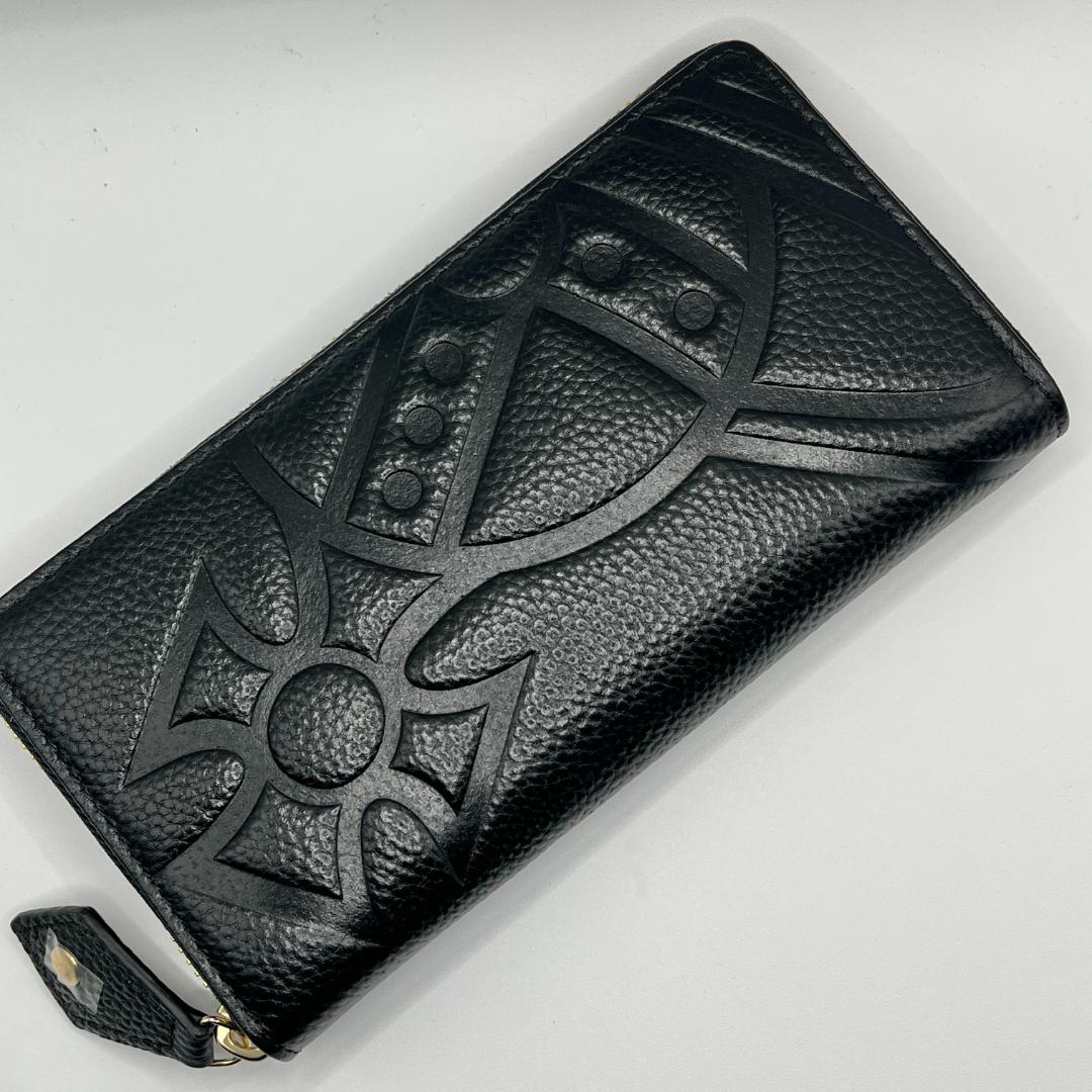 特価 未使用 Vivienne Westwood 長財布 大人気 型押し 黒