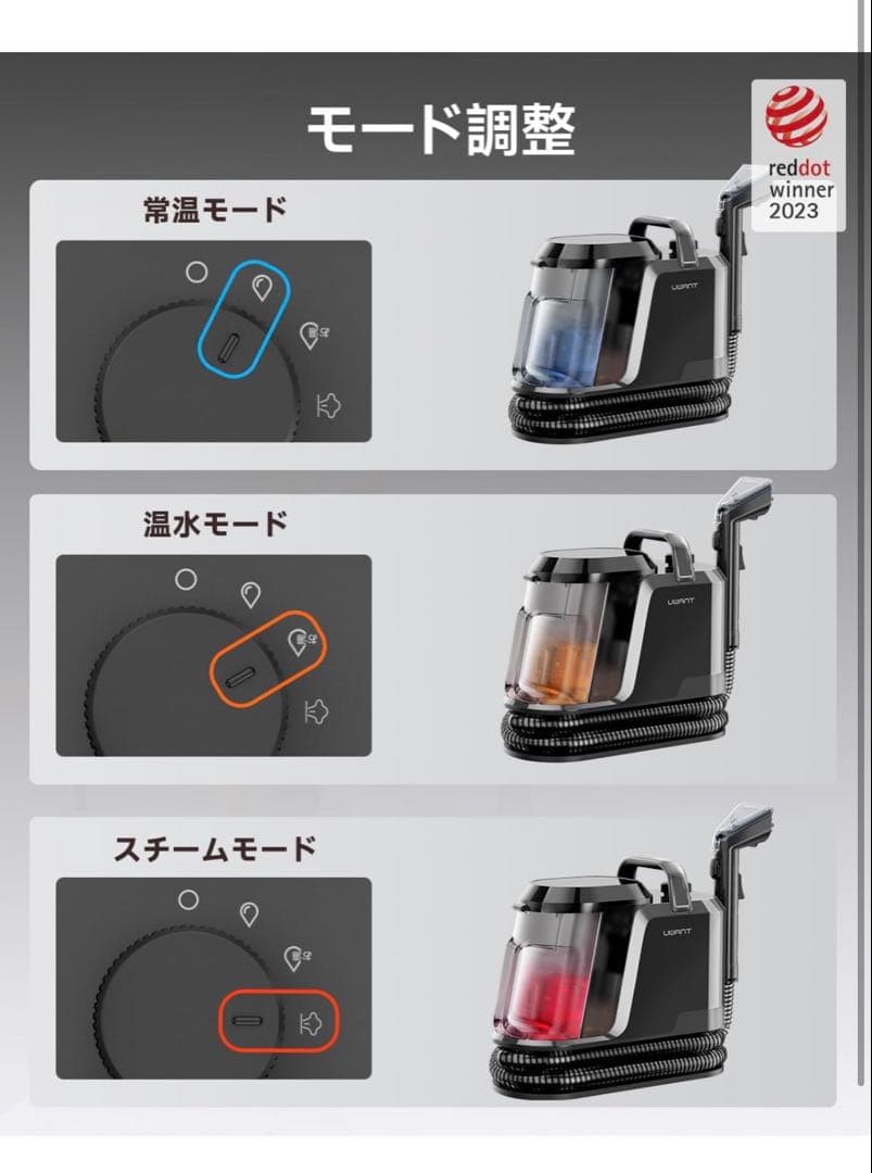 ⭐️新品⭐️uwant 100℃蒸気噴射 18000Pa超強吸引力スチームクリーナー