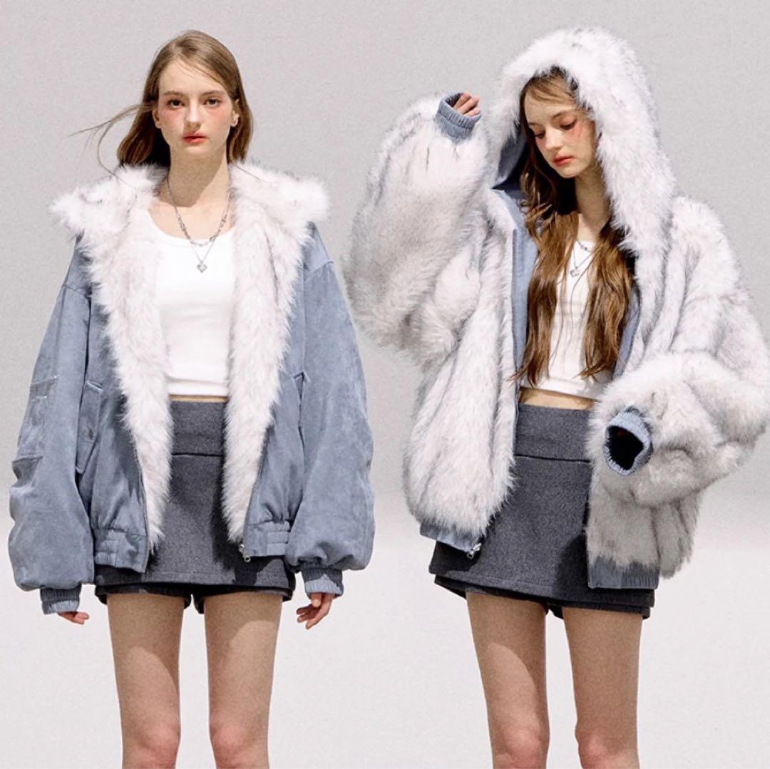 Sサイズ Ria（リア） リバーシブル ファー ブルーアウター