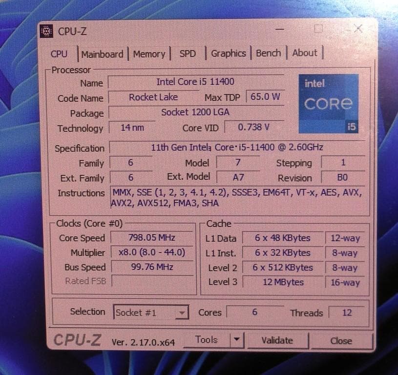 CPU INTEL Core i5 11400 2.6-4.4GHz LGA1200