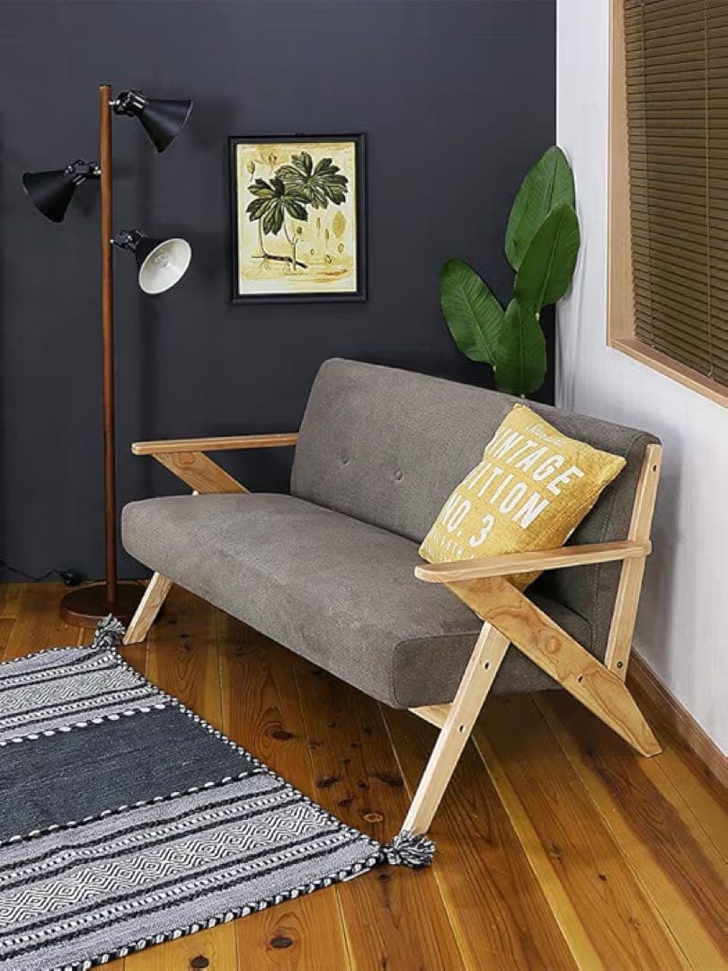 クッション2人掛けソファ/ダークブラウン