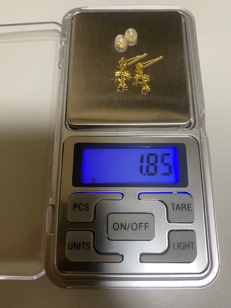 未使用品 2個セットK18 クロス 両面十字架 ピアス 品質保証書付き 18金