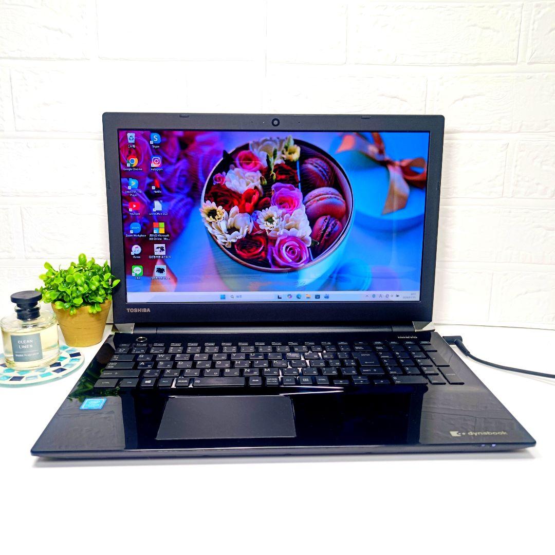 超大容量1TB‼️YouTube✨薄型✨カメラ付黒ブラックノートパソコン✨設定済