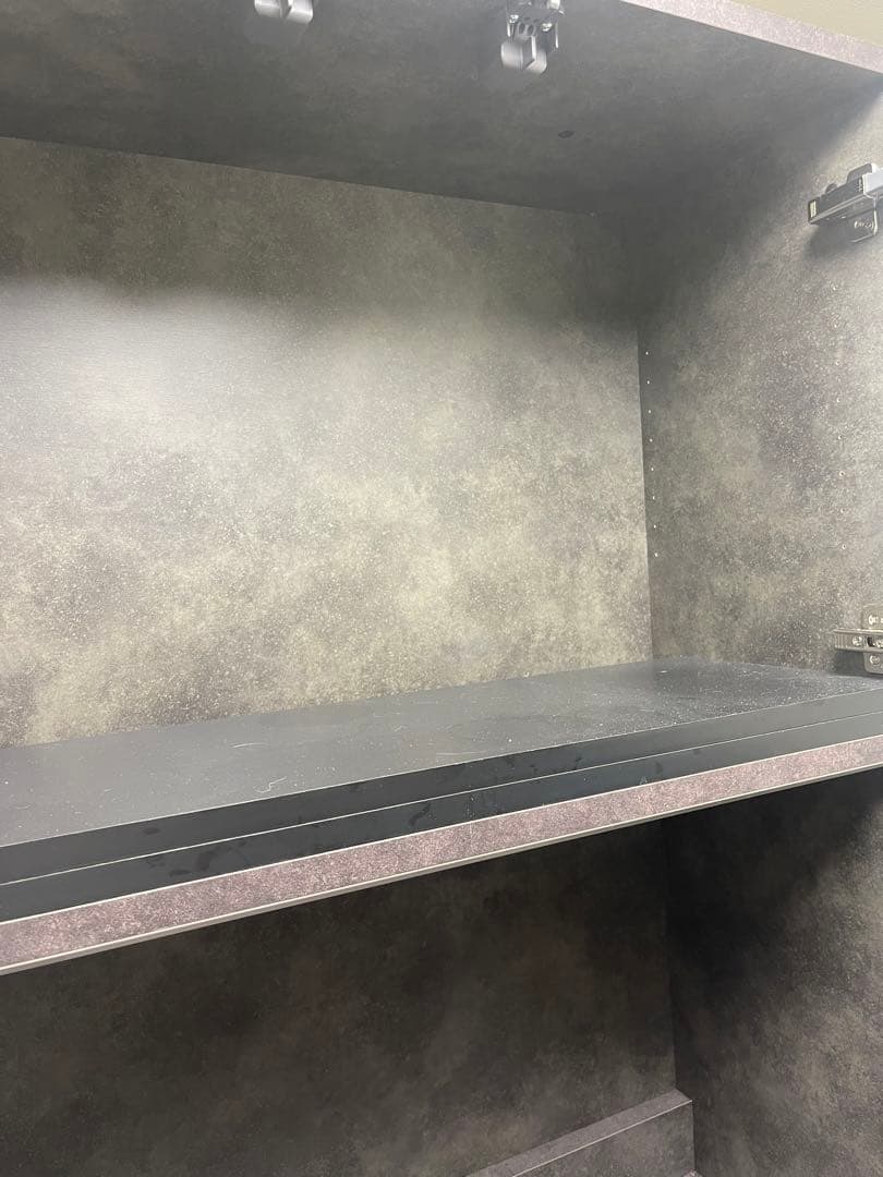 alamy パモウナ ダークグレー 食器棚 4段引き出し付き