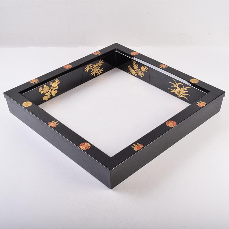 茶道具　塗師　宗勝作　真塗　菊桐四君子蒔絵　炉縁　共箱　V　8398A