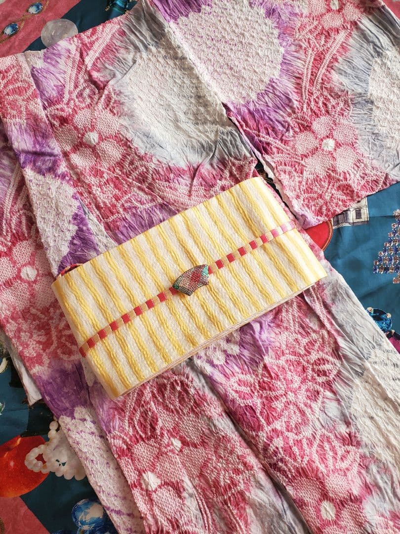 ■有松鳴海絞り 浴衣 ピンク