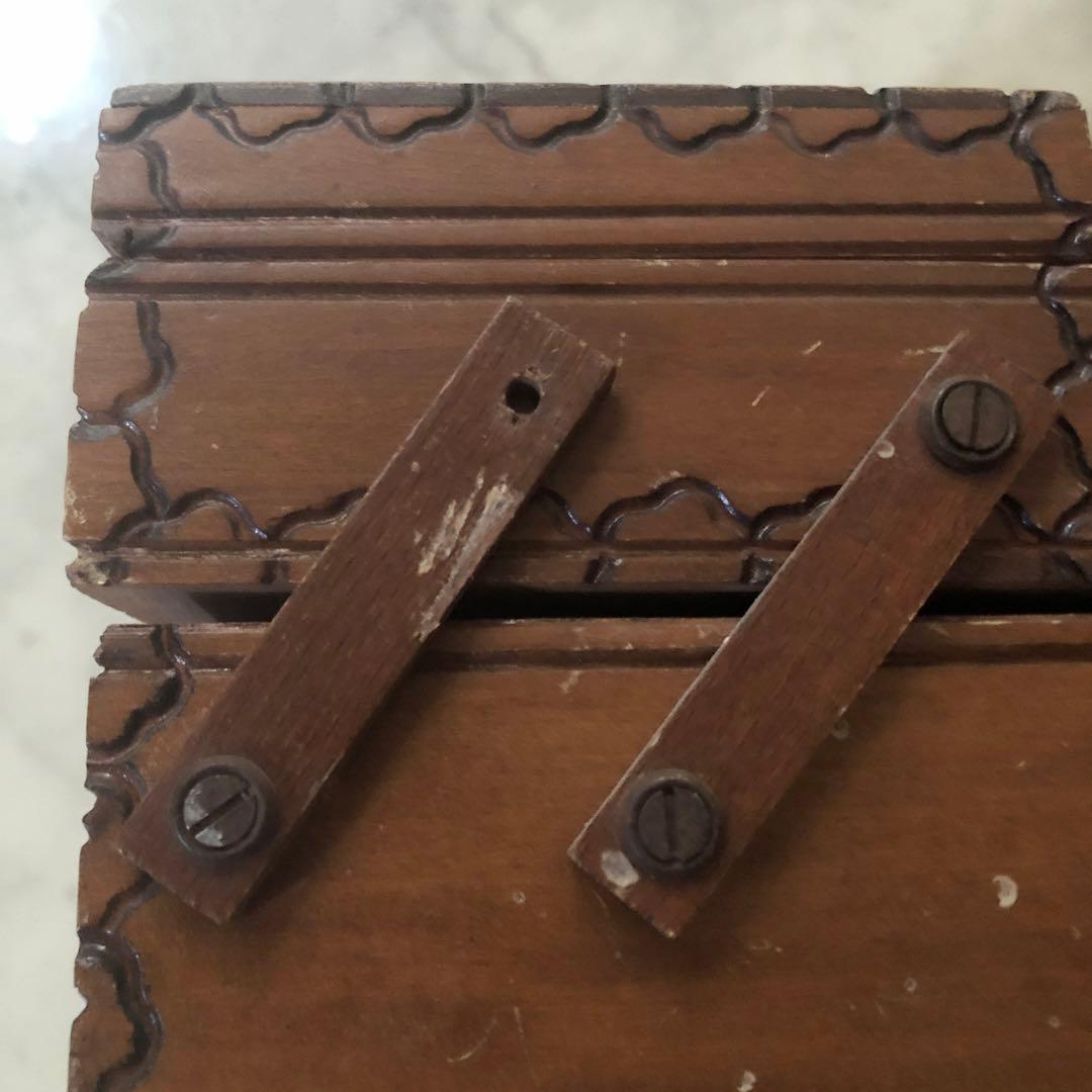 フランス　アンティーク　ヴィンテージ　ソーイングボックス　裁縫箱　木箱