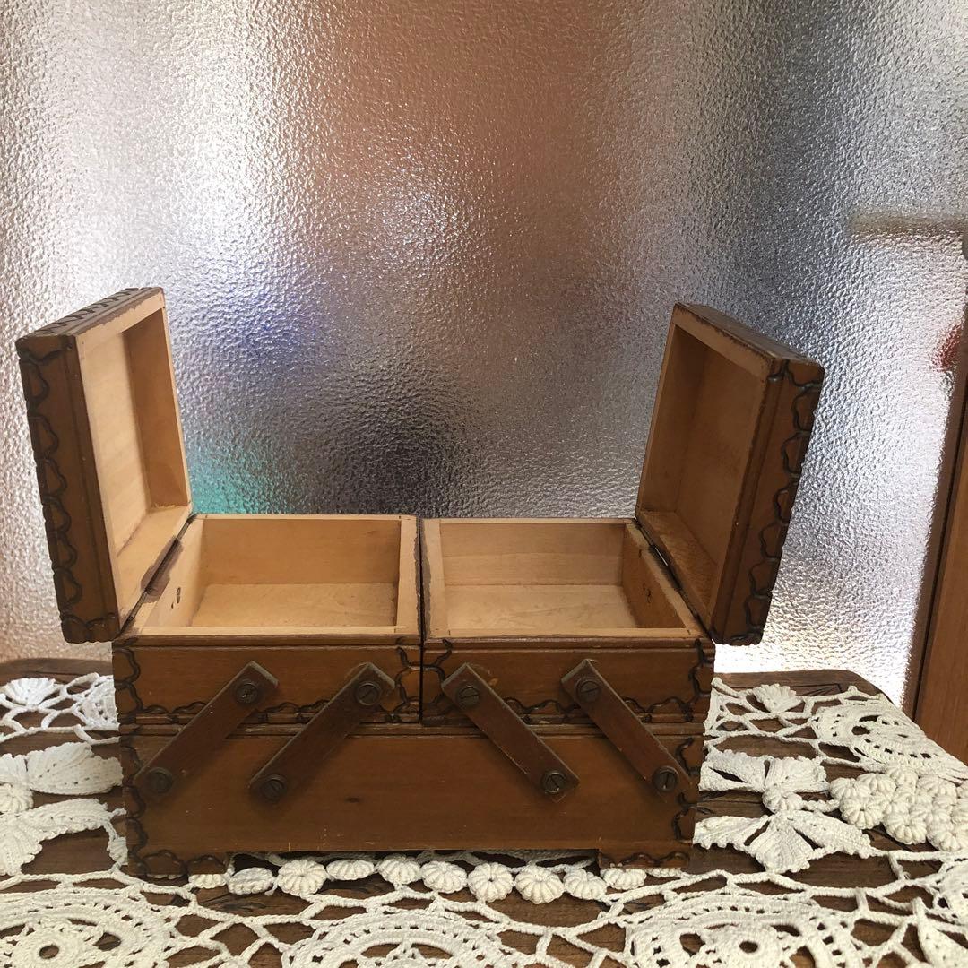 フランス　アンティーク　ヴィンテージ　ソーイングボックス　裁縫箱　木箱