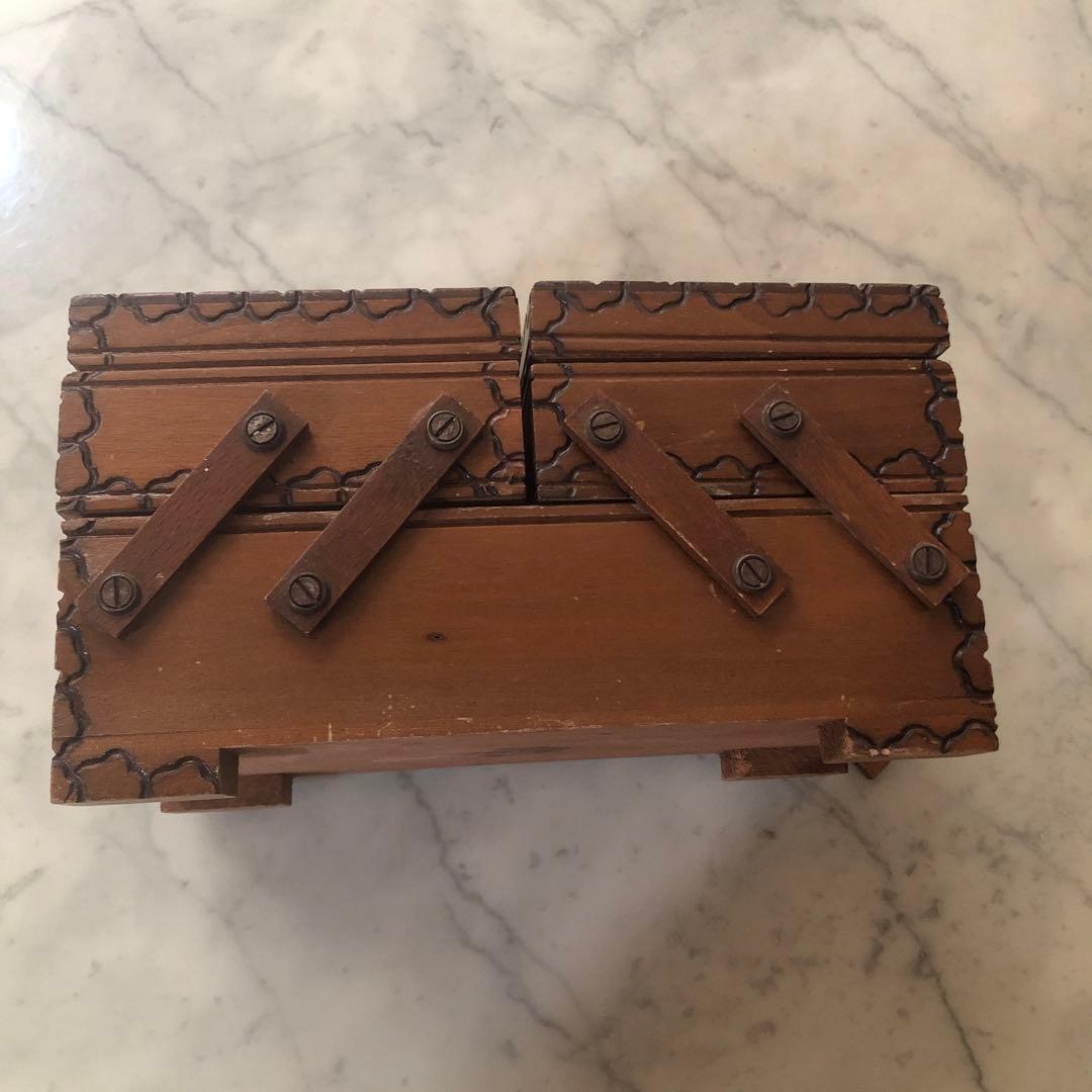 フランス　アンティーク　ヴィンテージ　ソーイングボックス　裁縫箱　木箱