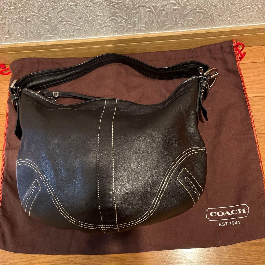 極美品✨COACH ブラックレザー ショルダーバッグ