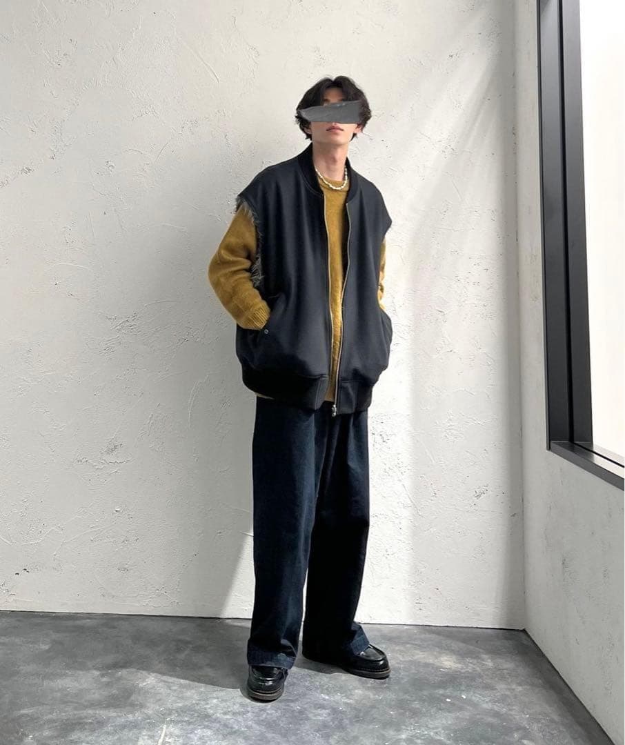 URU (ウル)｜ZIP UP VEST WOOL PONCH BURGUNDY